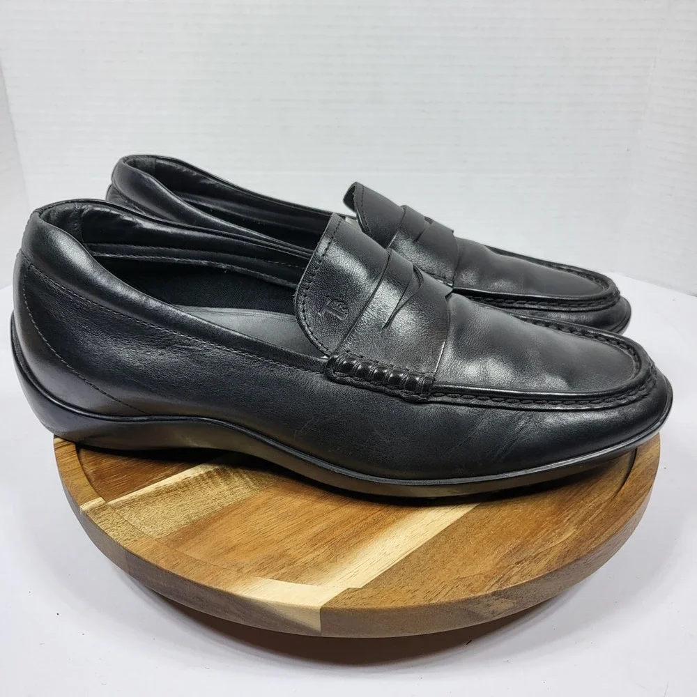 TOD'S‎ Men's Black Leather Gommino Slip-On Penny Driving Loafers Size 9